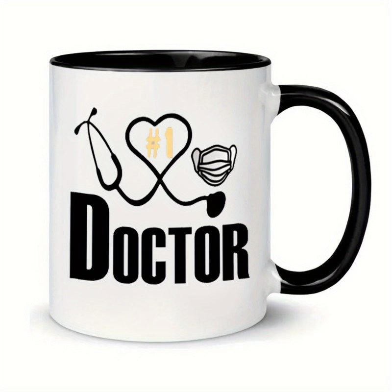 Tailorly Black Accent 11 oz Mug - stethoscope and mask