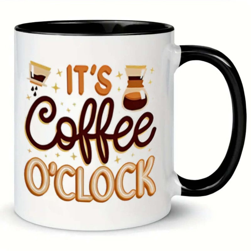 Tailorly Black Accent 11 oz Mug - coffee words stars