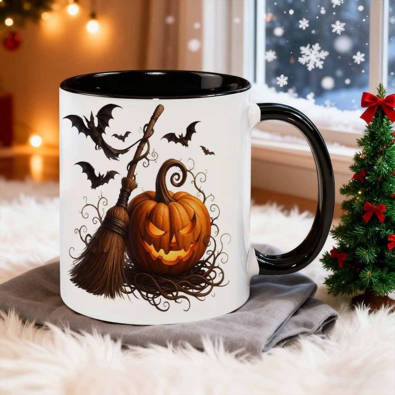 Tailorly Black Accent 11 oz Mug - halloween night elements