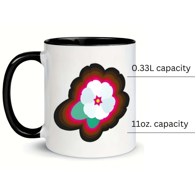 Tailorly Black Accent 11 oz Mug - white floral layered