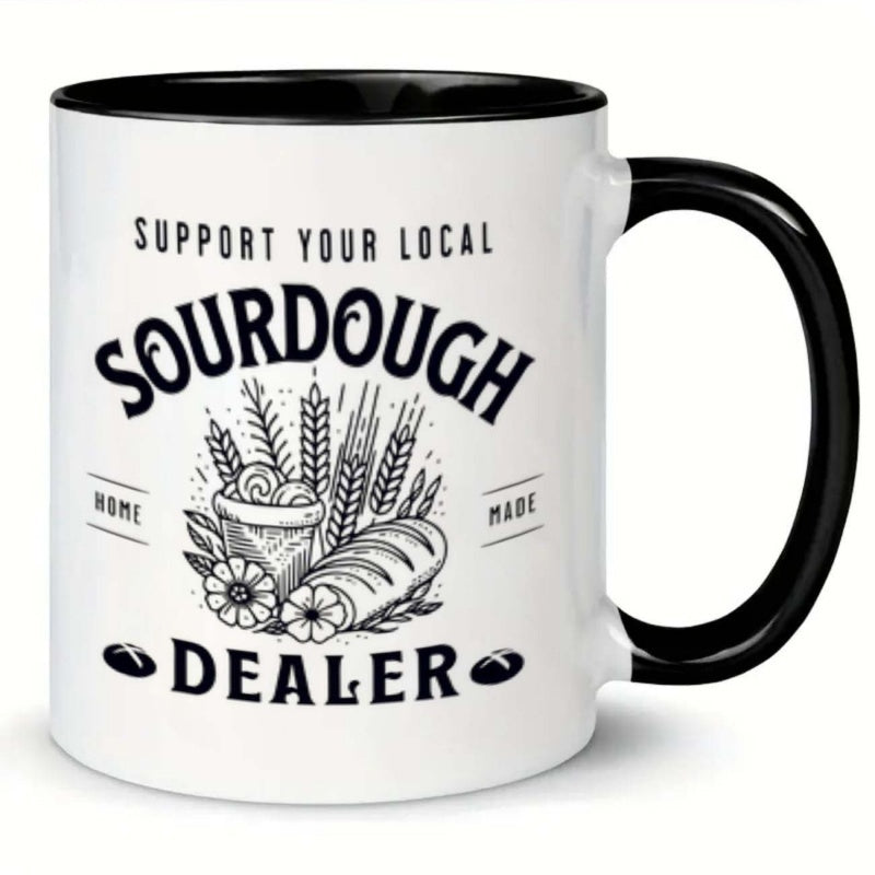 Tailorly Black Accent 11 oz Mug - wheat bread floral