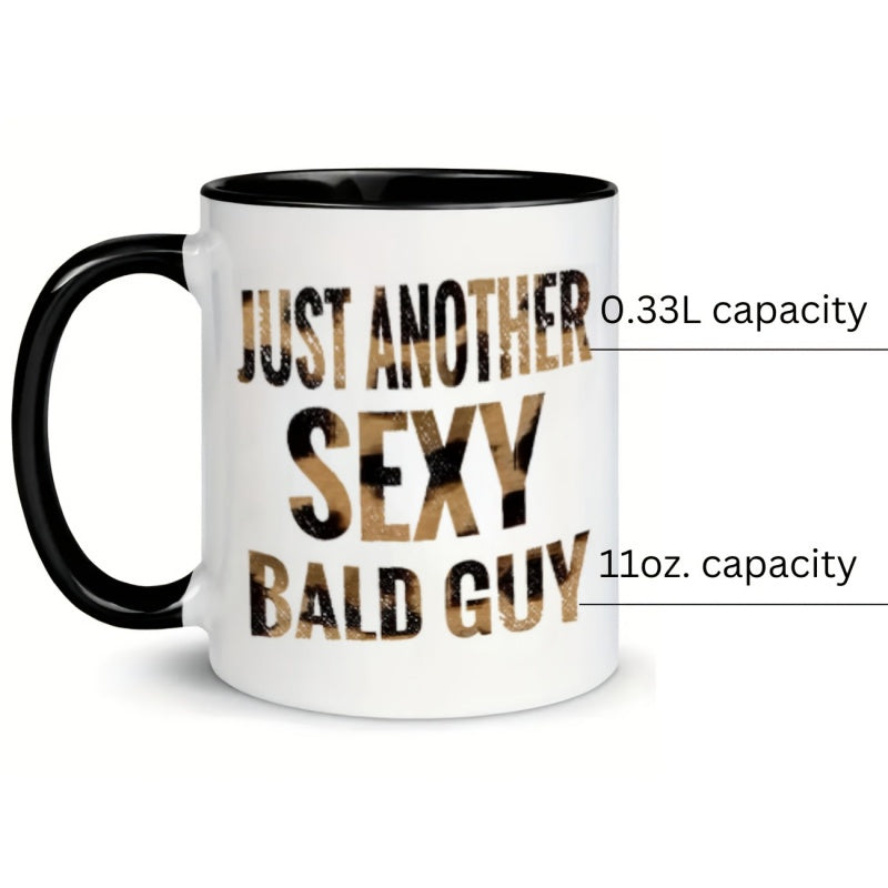 Tailorly Black Accent 11 oz Mug - bald guy illustration