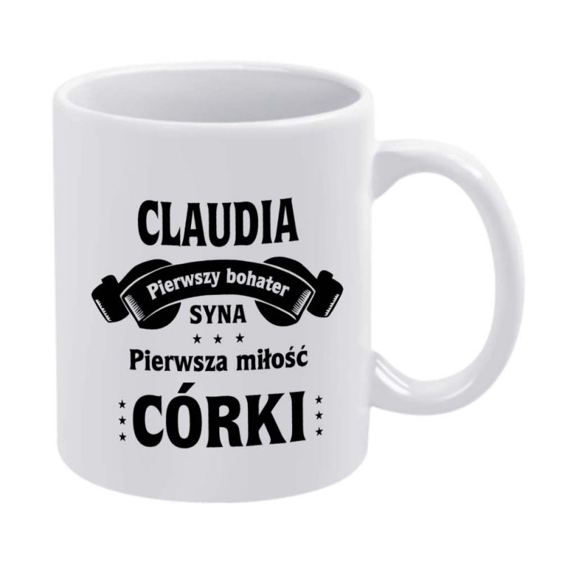 Tailorly White Ceramic 11 oz Mug - Claudia Elegant Minimalist Typography With Bold Block Lettering And Decorative Banner Mug