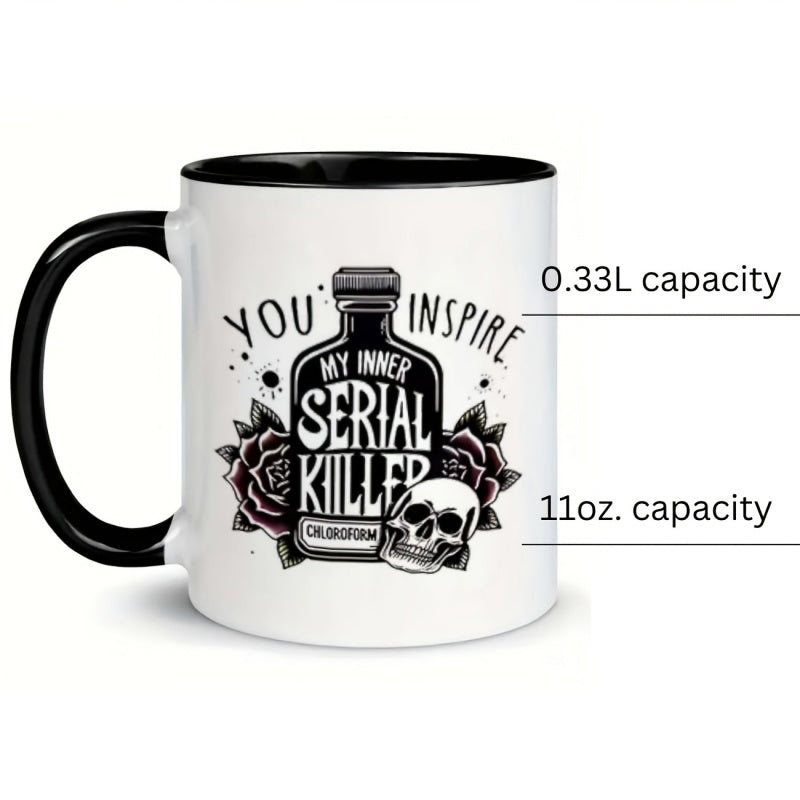 Tailorly Black Accent 11 oz Mug - skull and roses