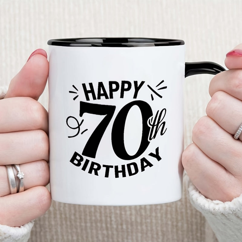 Tailorly Black Accent 11 oz Mug - 70th birthday text