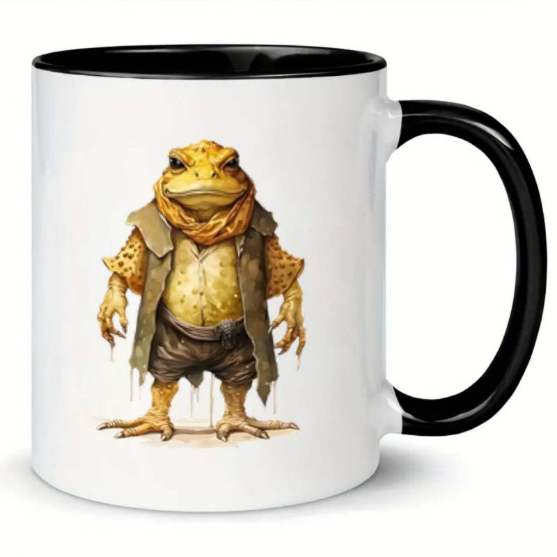 Tailorly Black Accent 11 oz Mug - brown frog