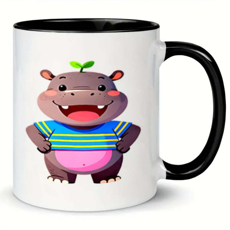 Tailorly Black Accent 11 oz Mug - hippo leaf funny mug