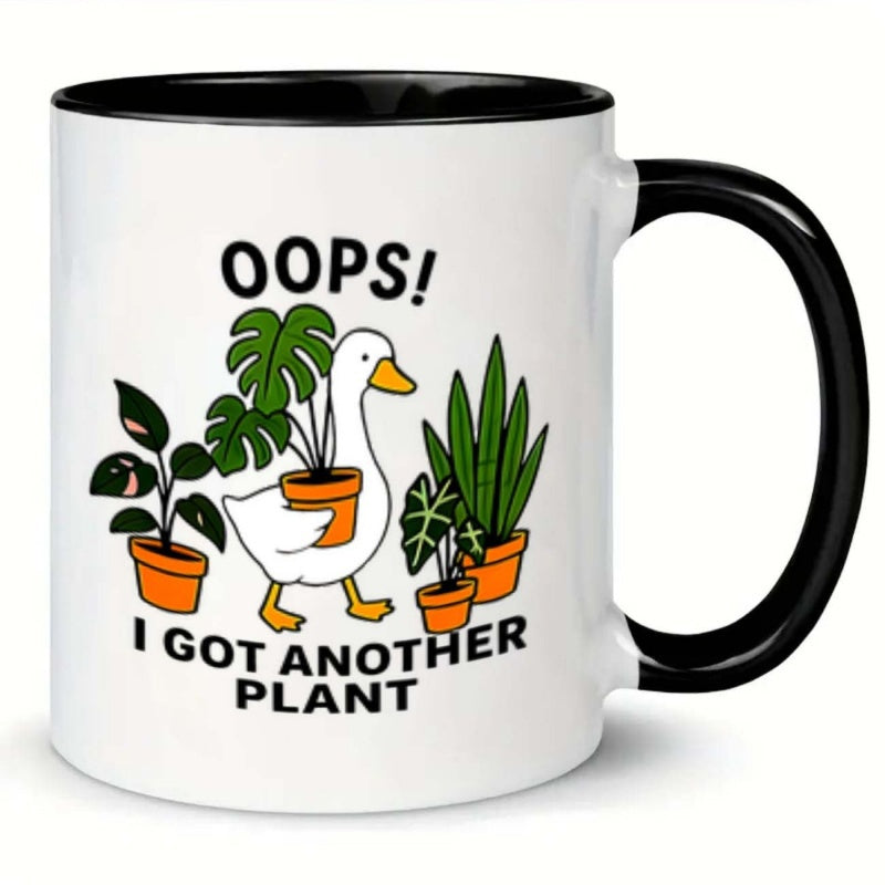 Tailorly Black Accent 11 oz Mug - duck， plants