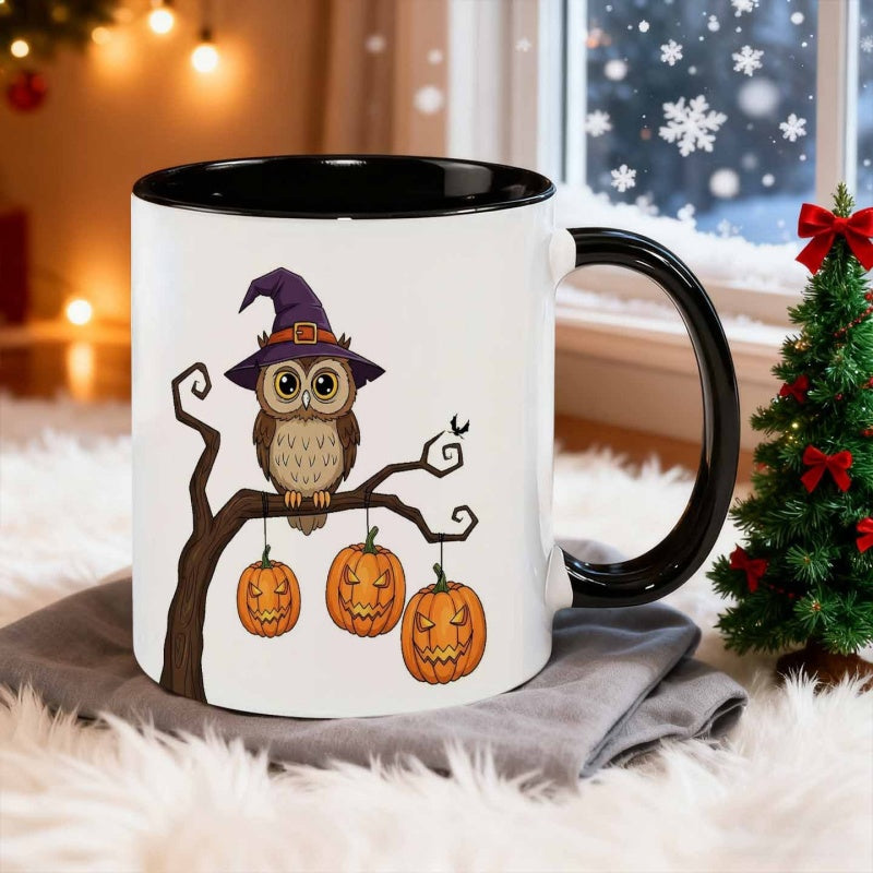 Tailorly Black Accent 11 oz Mug - cartoon style halloween