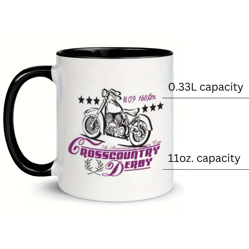 Tailorly Black Accent 11 oz Mug - motorcycle and stars