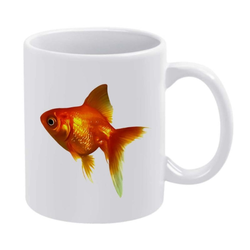 Tailorly White Ceramic 11 oz Mug - Vibrant Orange Tropical Fish Swimming Gracefully In A Clean Minimalist Style Goldfish