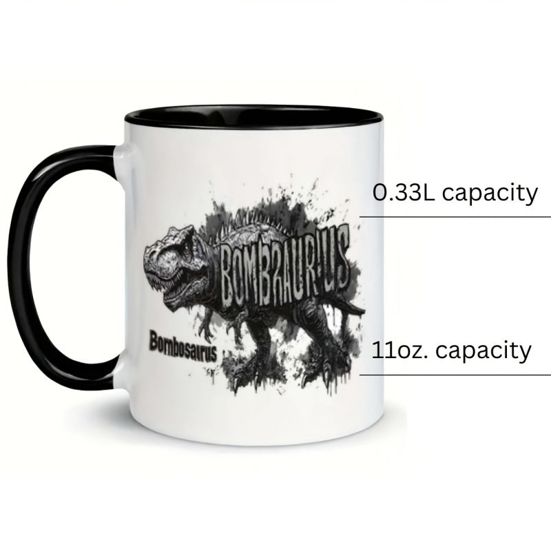 Tailorly Black Accent 11 oz Mug - a dinosaur with spikes