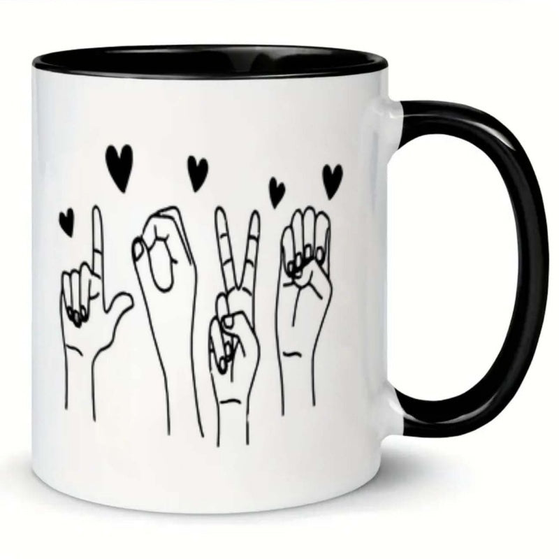 Tailorly Black Accent 11 oz Mug - planet and stars pattern
