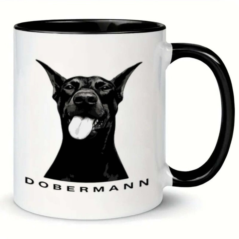 Tailorly Black Accent 11 oz Mug - dog tongue coffee mug illustration
