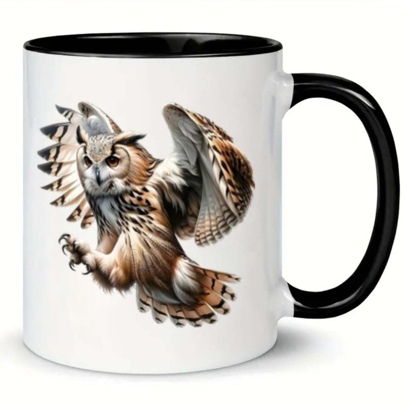 Tailorly Black Accent 11 oz Mug - owl wings claws