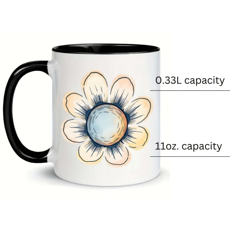 Tailorly Black Accent 11 oz Mug - petals
