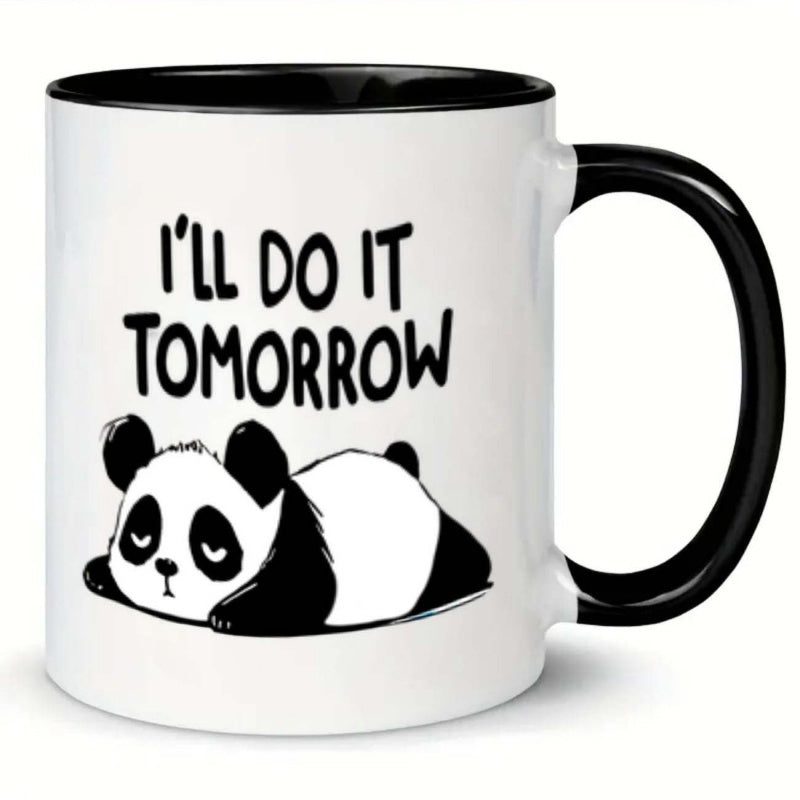 Tailorly Black Accent 11 oz Mug - panda sleeping with text