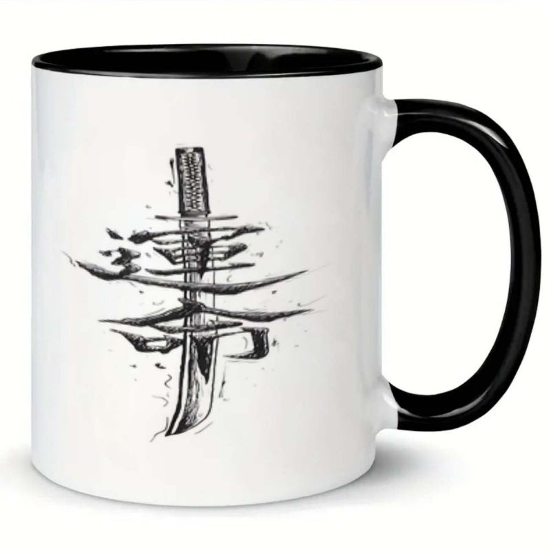 Tailorly Black Accent 11 oz Mug - japanese sword calligraphy