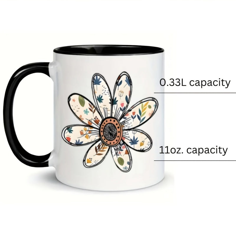 Tailorly Black Accent 11 oz Mug - leaves and patterns