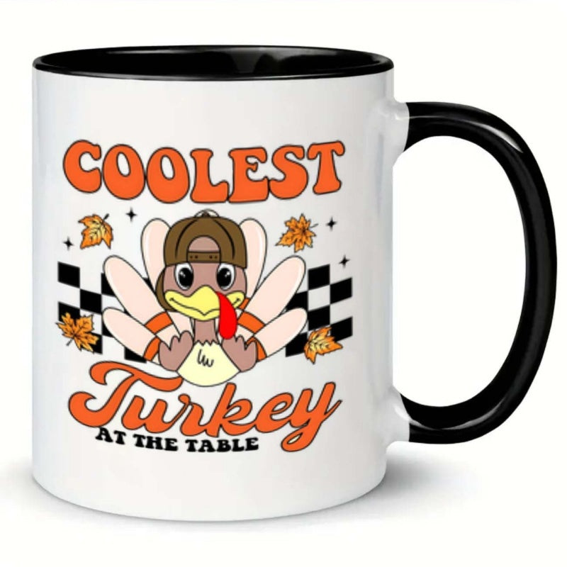 Tailorly Black Accent 11 oz Mug - turkey themed design