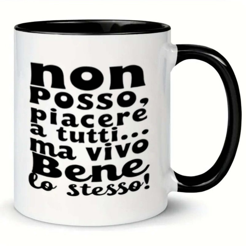 Tailorly Black Accent 11 oz Mug - text italian coffee， christmas， new year