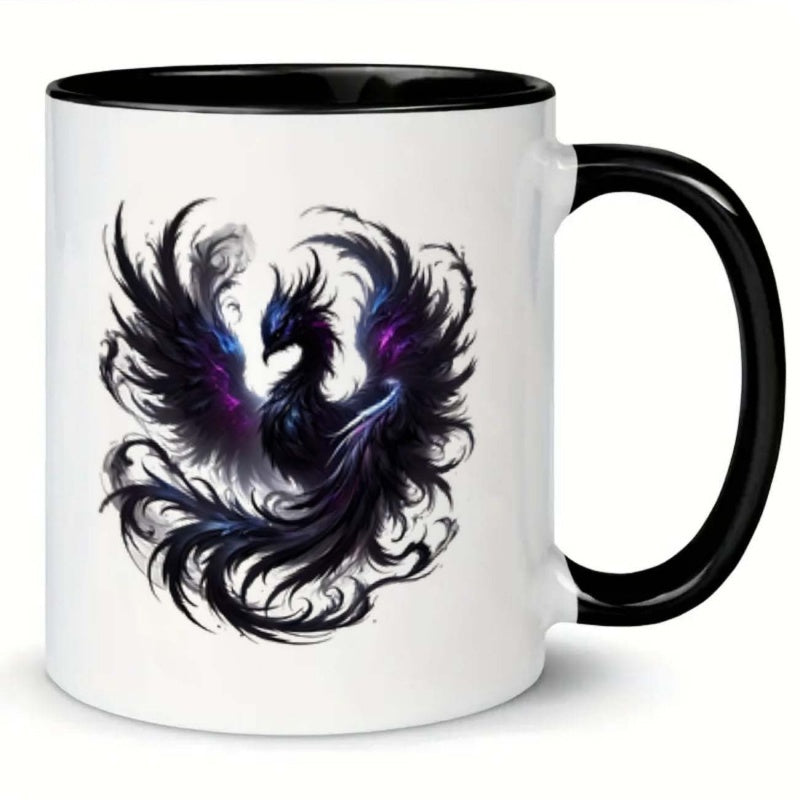 Tailorly Black Accent 11 oz Mug - dark feathers