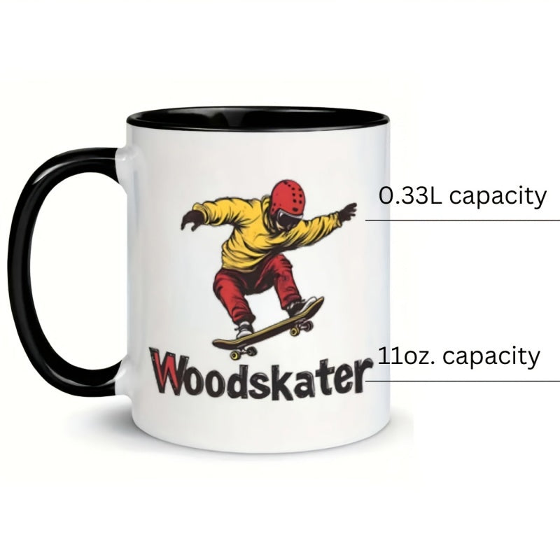 Tailorly Black Accent 11 oz Mug - 1pc yellow mug 11oz ceramic coffee cup water cup drinkware birthday and holiday gifts_8145df4b8d0e4a6490d6a1cbf66e4ba0