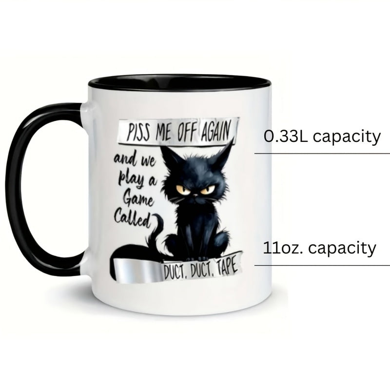 Tailorly Black Accent 11 oz Mug - 1 duct tape coffee mug 11oz ceramic cup christmas new year water cup drinks christmas new year
