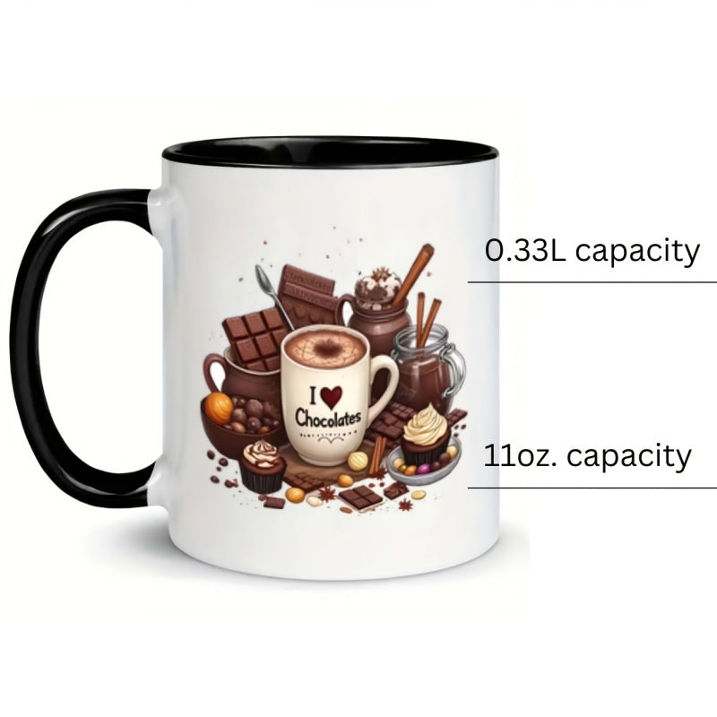 Tailorly Black Accent 11 oz Mug - i heart chocolates coffee text