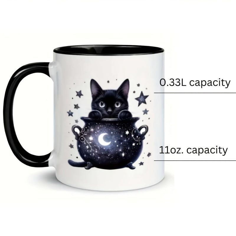 Tailorly Black Accent 11 oz Mug - cauldron stars