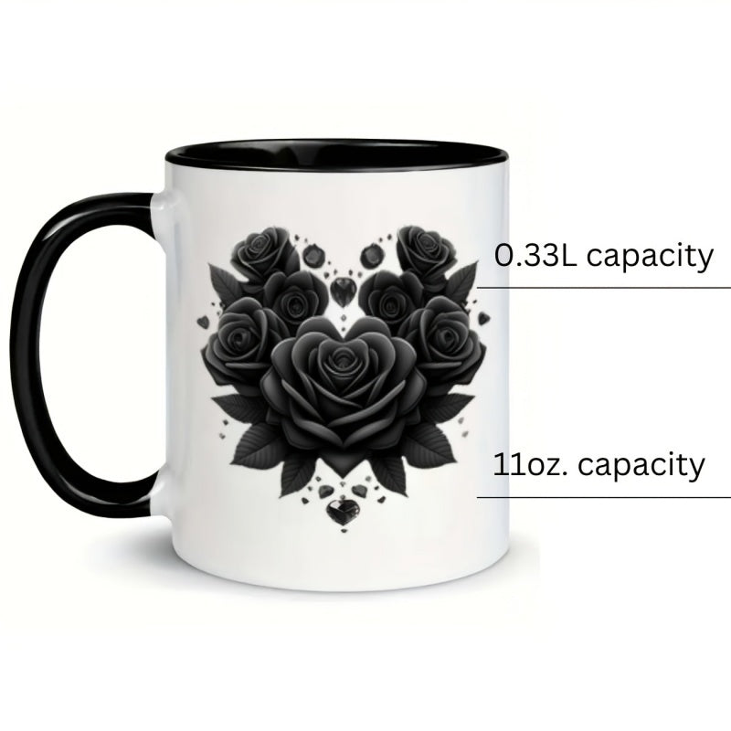 Tailorly Black Accent 11 oz Mug - black roses gems