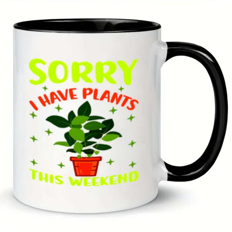 Tailorly Black Accent 11 oz Mug - plant potted text