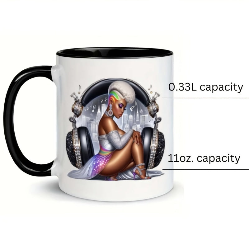 Tailorly Black Accent 11 oz Mug - cityscape， notes