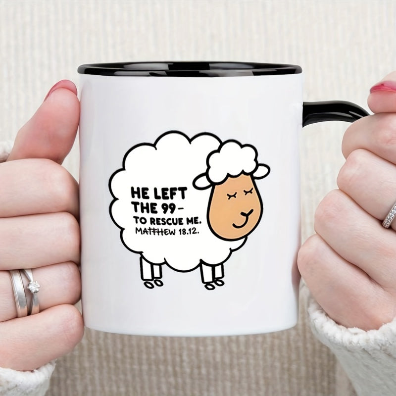 Tailorly Black Accent 11 oz Mug - sheep scripture
