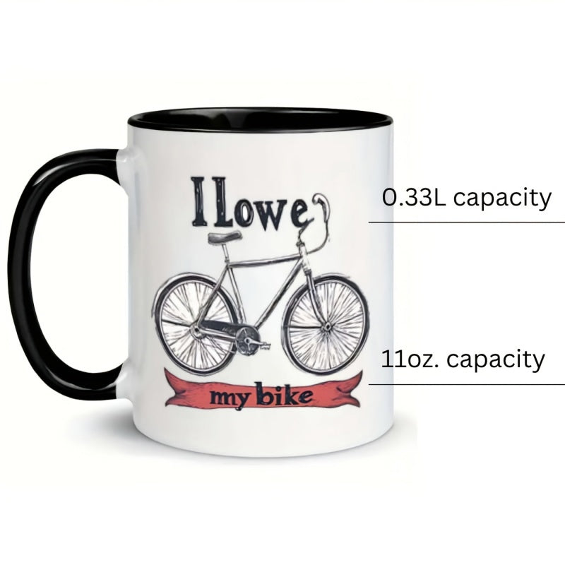 Tailorly Black Accent 11 oz Mug - bicycle themed banner text