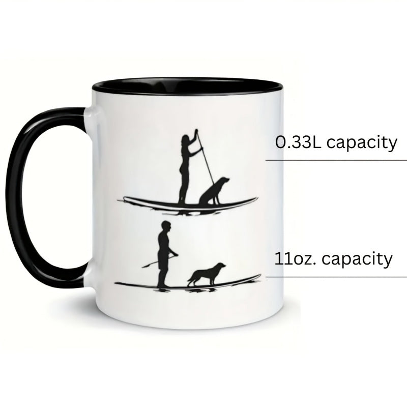 Tailorly Black Accent 11 oz Mug - paddleboard dog