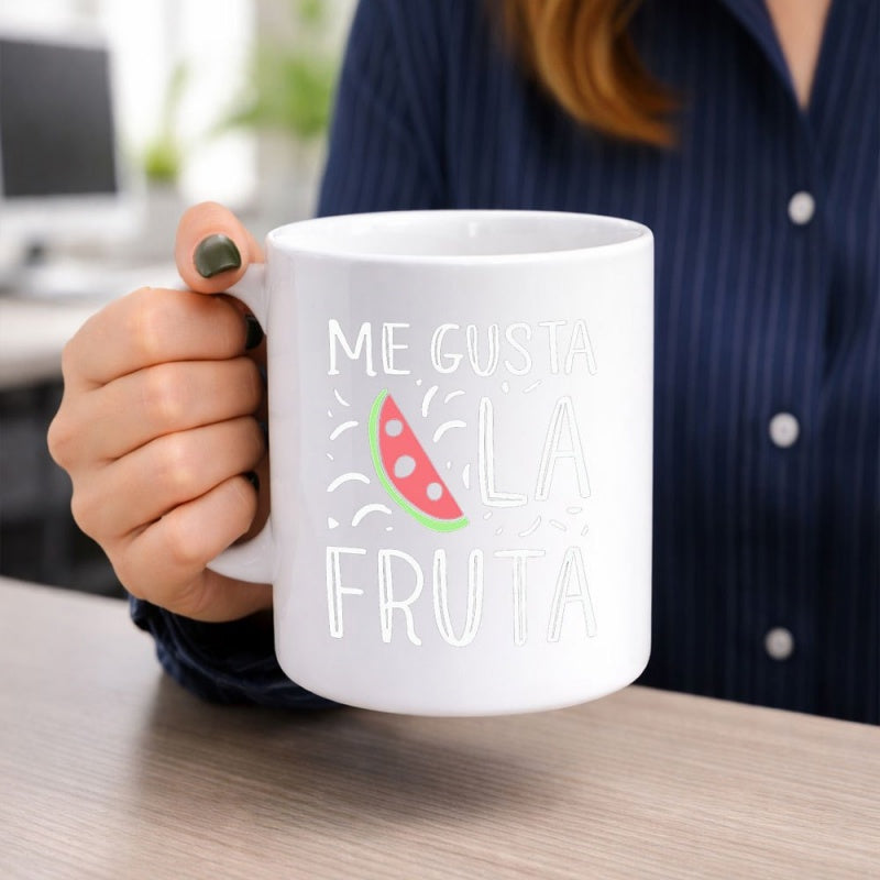 Tailorly White Ceramic 11 oz Mug - Fresh Vibrant Summer Style With Seeds And Sweet Rind Watermelon