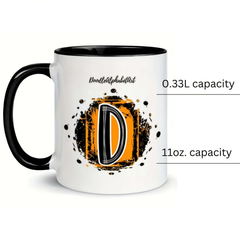 Tailorly Black Accent 11 oz Mug - doodle letter
