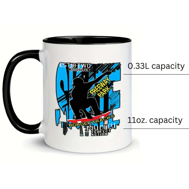 Tailorly Black Accent 11 oz Mug - silhouette cityscape
