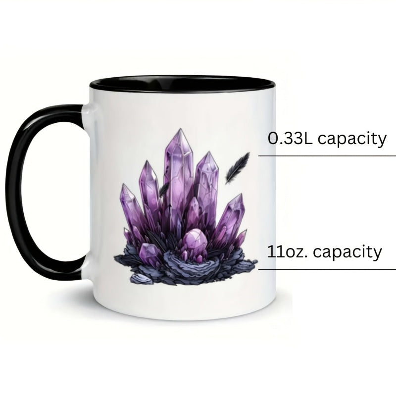 Tailorly Black Accent 11 oz Mug - crystals feathers stones