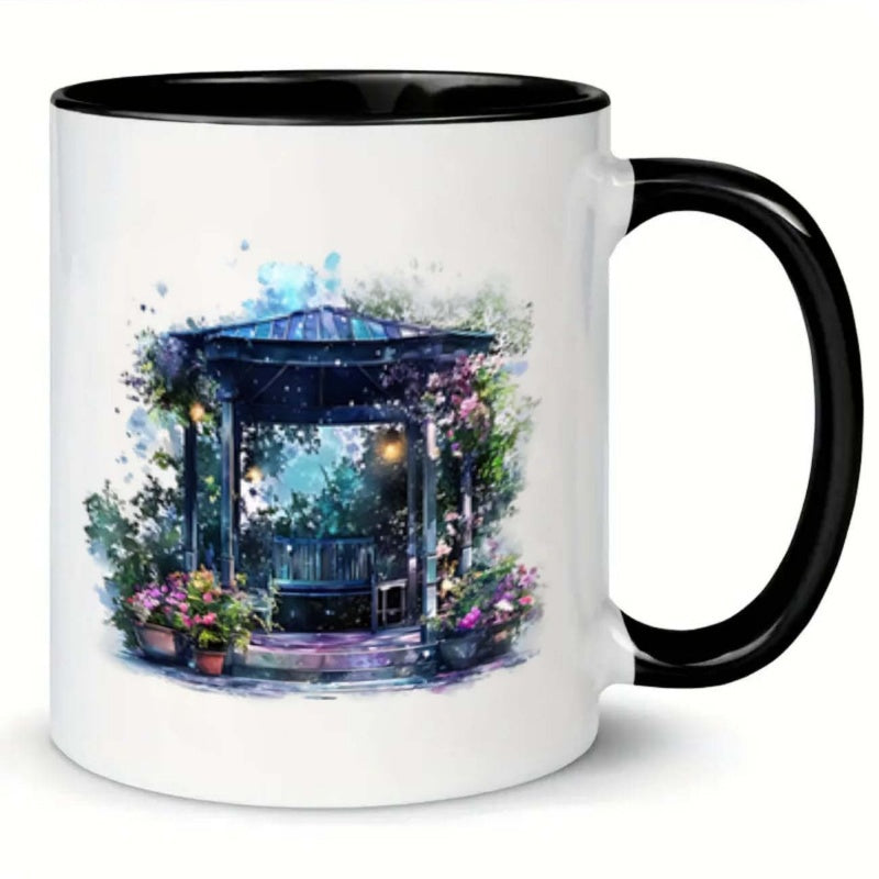 Tailorly Black Accent 11 oz Mug - 1pc gazebo bench mug 11 ounces gift for holidays birthday present christmas present summer gift_fd5710c83cdd4a47a8cfd6b674f85109