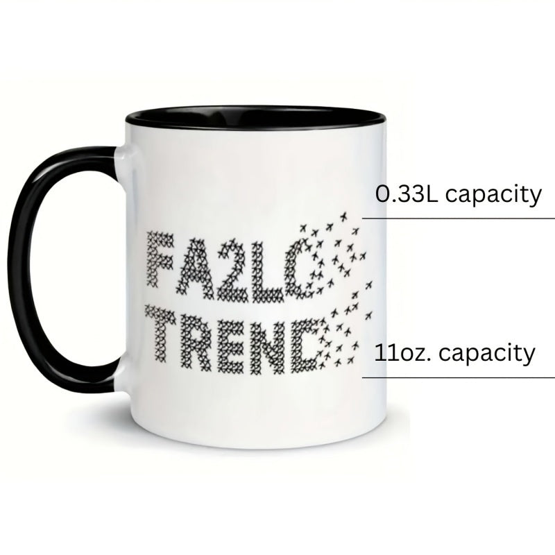 Tailorly Black Accent 11 oz Mug - airplanes gradient text