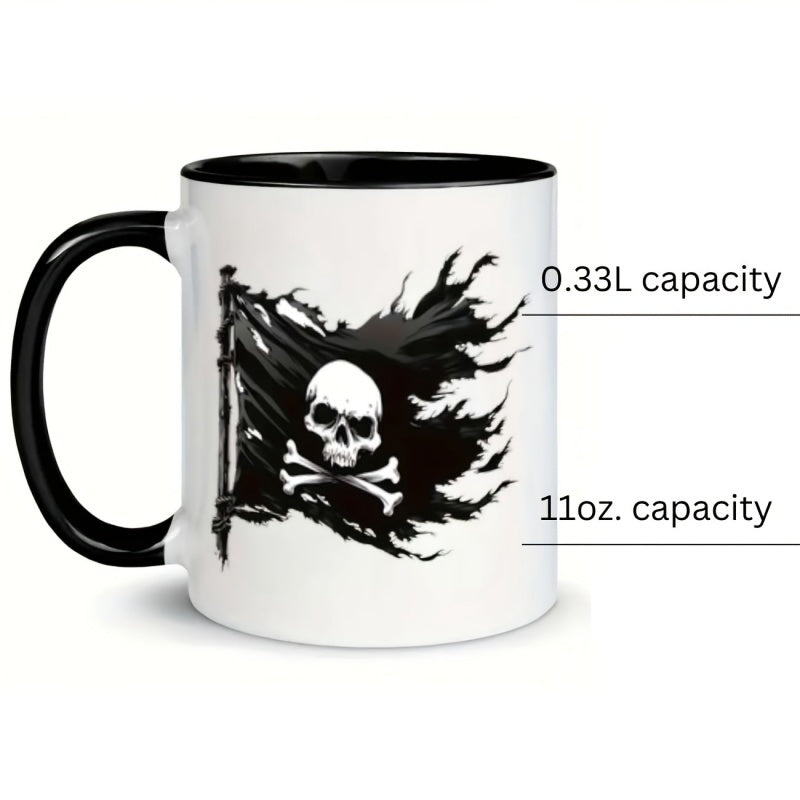 Tailorly Black Accent 11 oz Mug - skull flag