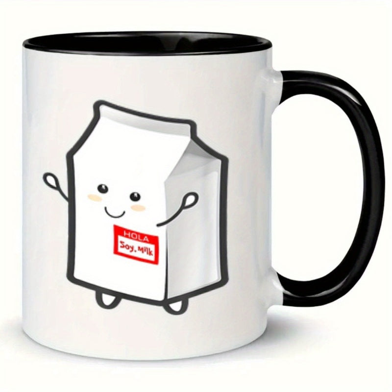 Tailorly Black Accent 11 oz Mug - milk carton cartoon illustration