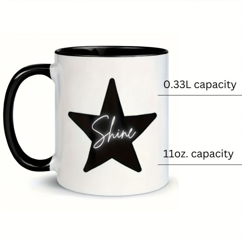 Tailorly Black Accent 11 oz Mug - star glow funny cartoon coffee cup