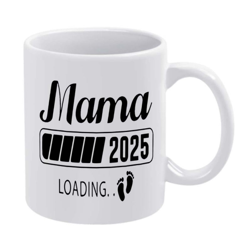 Tailorly White Ceramic 11 oz Mug - Mama 2025 Loading Adorable Infant Footprints With Progress Bar For Future Mothers Footprints