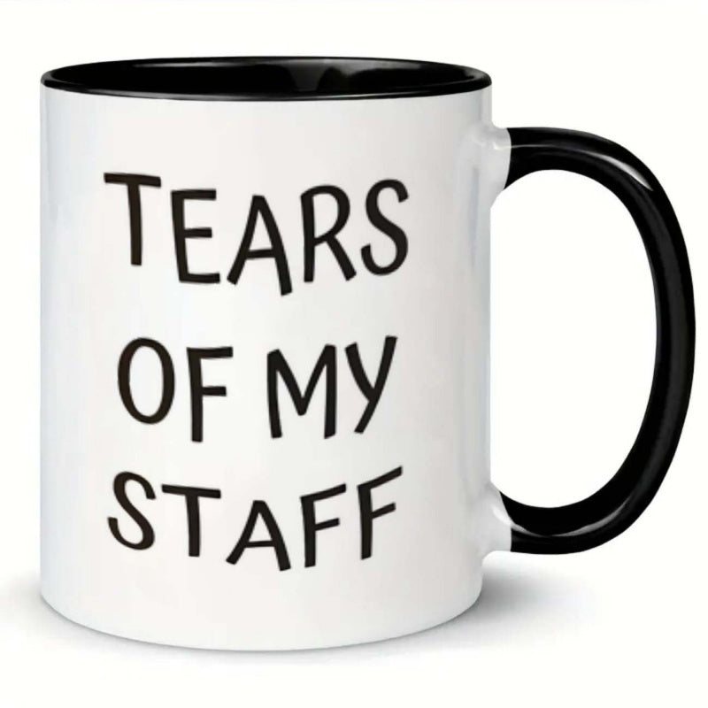 Tailorly Black Accent 11 oz Mug - tears staff text