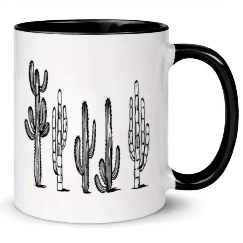Tailorly Black Accent 11 oz Mug - cactus plants desert