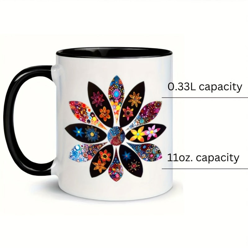 Tailorly Black Accent 11 oz Mug - 1pc vibrant coffee mug 11oz ceramic cups for beverages suitable for birthday and holiday
