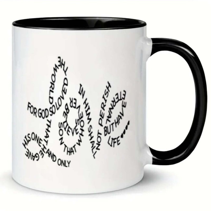Tailorly Black Accent 11 oz Mug - bible verse hearts